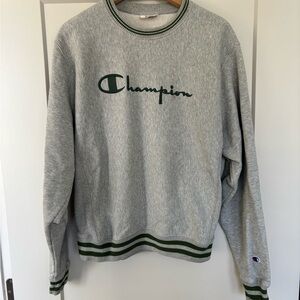 Vintage Champion Gray and Green Crewneck Sweater